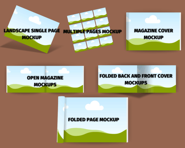 Landscape Brochure Magazine Mockup, Canva Template, A4 Landscape Mock up, Print Mockup, Brochure Display Design, Product Catalogue Mockup