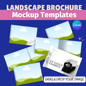 Landscape Brochure Magazine Mockup, Canva Template, A4 Landscape Mock up, Print Mockup, Brochure Display Design, Product Catalogue Mockup
