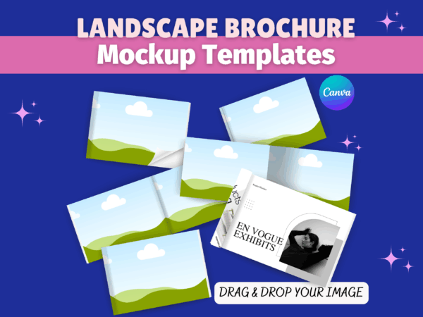 Landscape Brochure Magazine Mockup, Canva Template, A4 Landscape Mock up, Print Mockup, Brochure Display Design, Product Catalogue Mockup