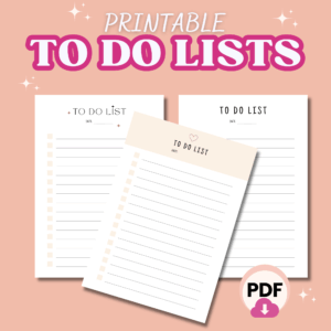 Printable To Do Lists Templates, A4 size, PNG, PDF format, Digital To Do List, Instant Download